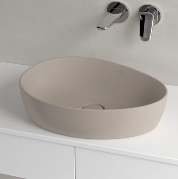 раковина villeroy & boch antao 4a7351am накладная, 51x40 см, almond с покрытием ceramicplus