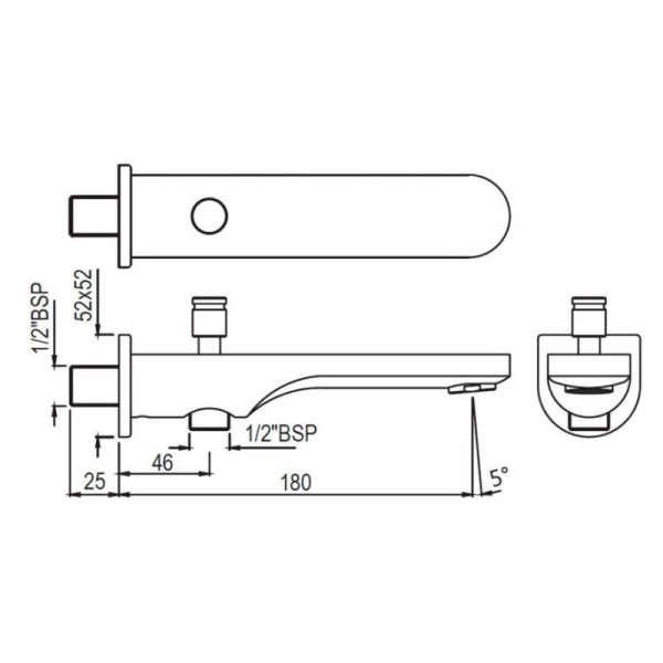 излив для ванны 180 мм jaquar ornamix prime spj-chr-10463pm