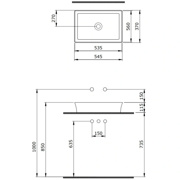 раковина 54,5x37 см berges ego sl 181009