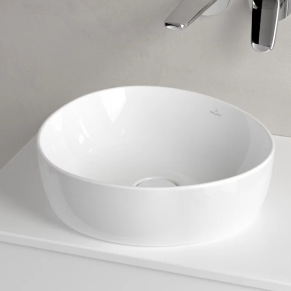 раковина villeroy & boch antao 4a7240r1 накладная, 40x39.5 см, альпийский белый с покрытием ceramicplus