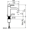 смеситель для раковины plumberia selection ixo xo0053cr без донного клапана, хром