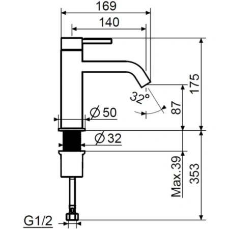 смеситель для раковины plumberia selection ixo xo0053cr без донного клапана, хром