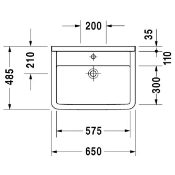 раковина подвесная 65 см duravit starck 3 0300650000