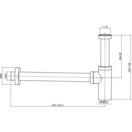 сифон для раковины aquame aqm7010gg 1 1/4"-32, золотой