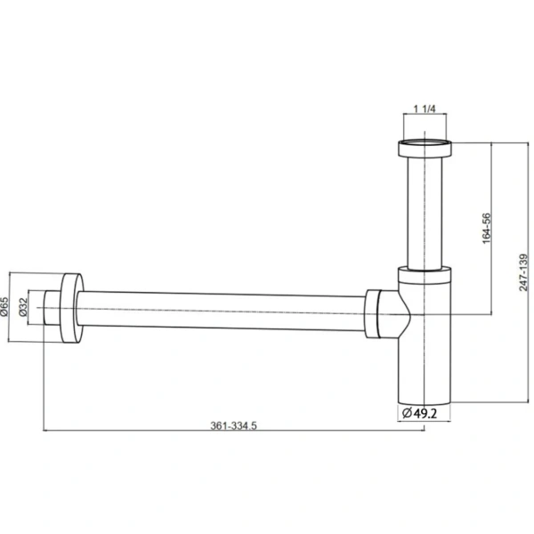 сифон для раковины aquame aqm7010cr 1 1/4"-32, хром