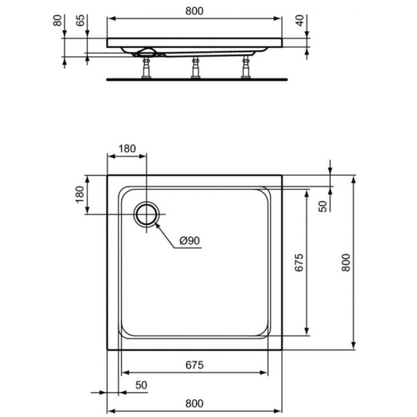 душевой поддон ideal standard hotline 80×80 k276601 белый
