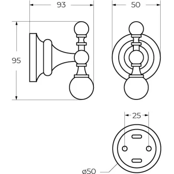 Крючок Cezares Olimp OLIMP-HK-03/24-M для ванны, золотой