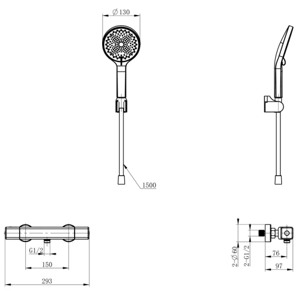 термостат для душа wonzon & woghand stay 2 ww-b2016-a-mb с душевым гарнитуром, черный матовый термостат для душа wonzon & woghand stay 2 ww-b2016-a-mb с душевым гарнитуром, черный матовый