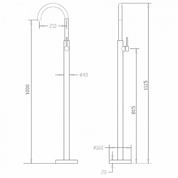 смеситель для раковины напольный abber wasser kreis af8141b, цвет черный матовый