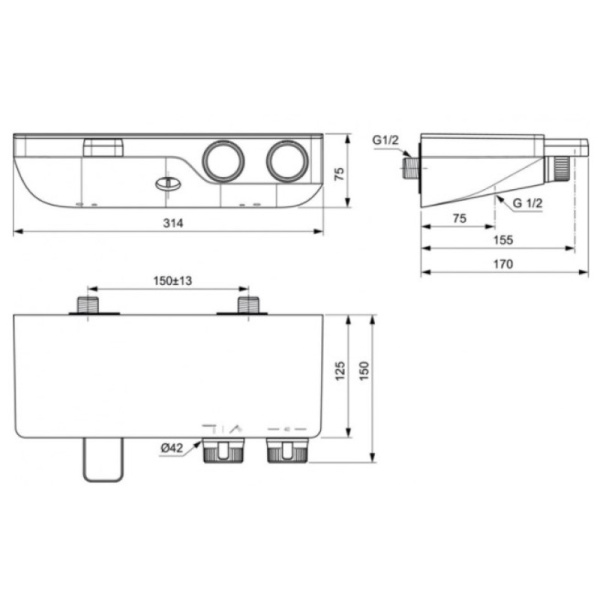 смеситель для ванны ideal standard ceratherm s200 a7330aa