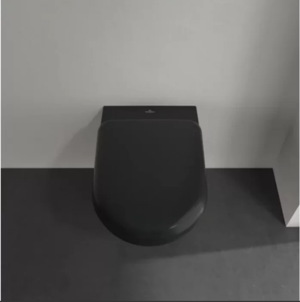 унитаз подвесной villeroy&boch antao 4674t0r7 без сиденья, безободковый, ceramicplus, twistflush, цвет pure black
