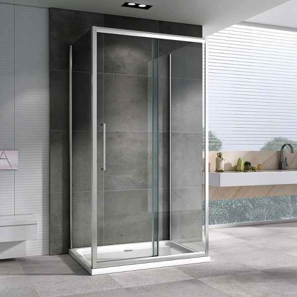 душевой уголок abber schwarzer diamant 110x50 ag30110хh-s50-s50 профиль хром, стекло прозрачное