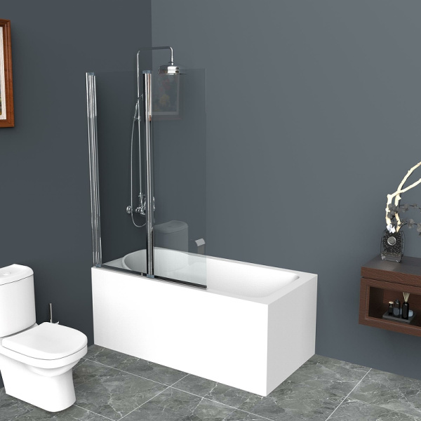шторка на ванну belbagno uno-v-2-120/150-c-cr профиль хром стекло прозрачное