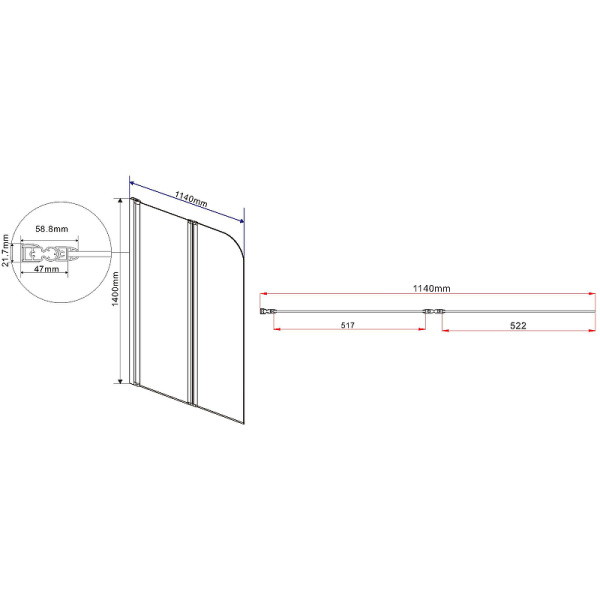 шторка на ванну vincea 114x140 vsb-12114clgm профиль вороненая сталь, стекло прозрачное