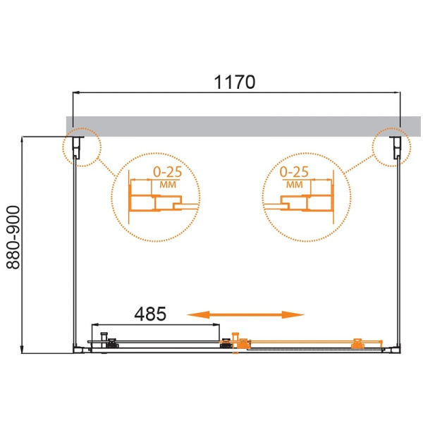 душевой уголок cezares molveno 120x90 molveno-ah-12-120/90-p-cr профиль хром стекло рифленое