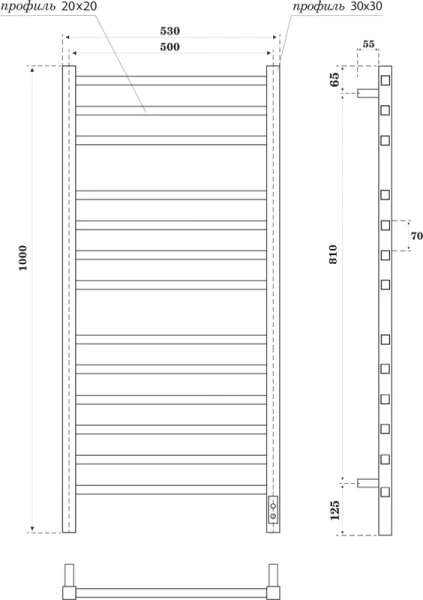 полотенцесушитель point вега pn71850gb электрический, 50x100 см, графит блеск