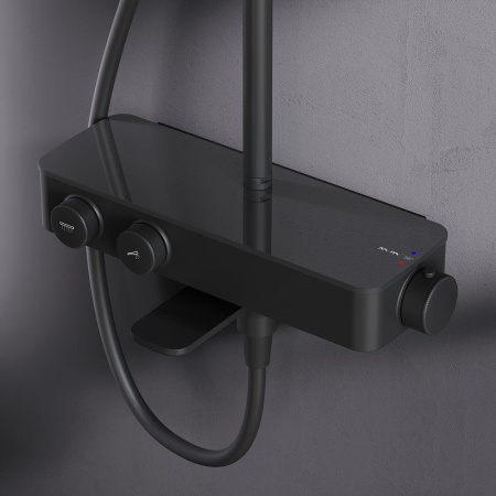 душевая система am.pm inspire v2.0 f0750a522 с термостатом, цвет черный матовый