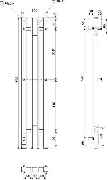 полотенцесушитель point фрея pn20728gb электрический, 14x80 см, графит блеск