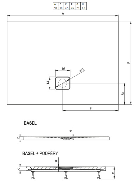 душевой поддон riho basel 412 90×90 см dc220050000000s(d005017005) белый