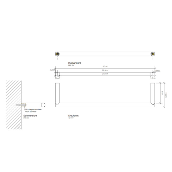 Decor Walther Decor Walther Mikado HTE30 Полотенцедержатель 30см, подвесной, цвет: сталь матовая