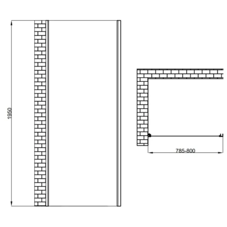 боковая стенка berges legos 064030 80 см, профиль хром, стекло прозрачное