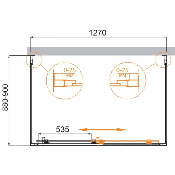 душевой уголок cezares molveno 130x90 molveno-ah-12-130/90-p-cr профиль хром стекло рифленое