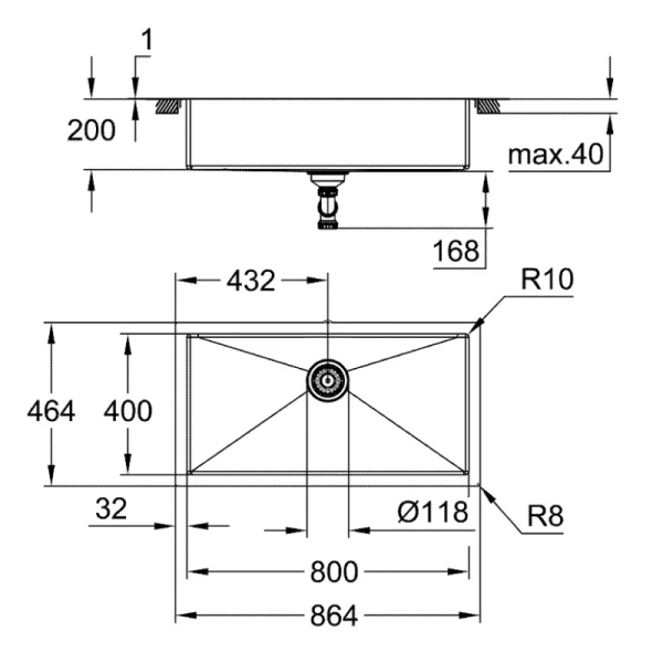 кухонная мойка grohe k700 нержавеющая сталь 31580sd1
