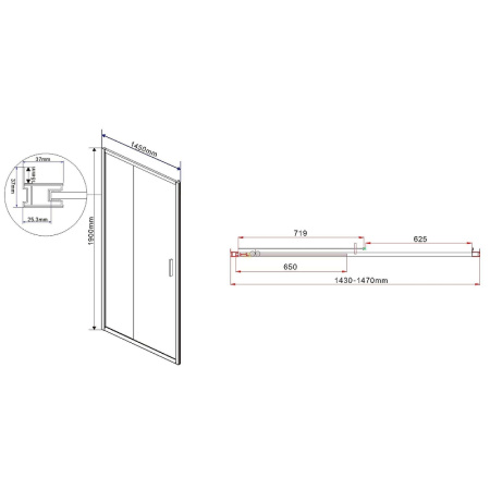 душевая дверь vincea garda 145 vds-1g145clb профиль черный, стекло прозрачное