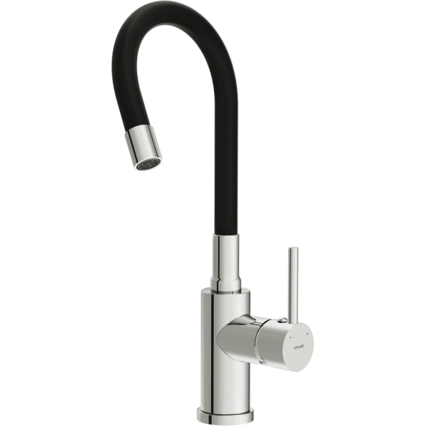 смеситель для кухни cersanit melar a68233 с гибким изливом, хром/черный смеситель для кухни cersanit melar a68233 с гибким изливом, хром/черный