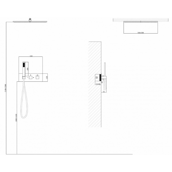 душевой комплект abber daheim af8255ng 500 мм, с термостатом, никель