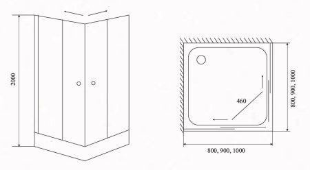 душевой угол timo tl tl-9002f 90×90 см, стекло матовое