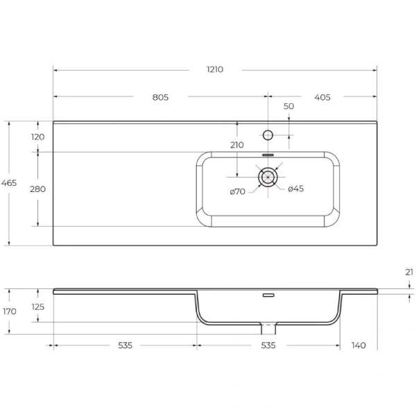 раковина belbagno bb1200etl-r 121 см, полувстраиваемая, цвет белая