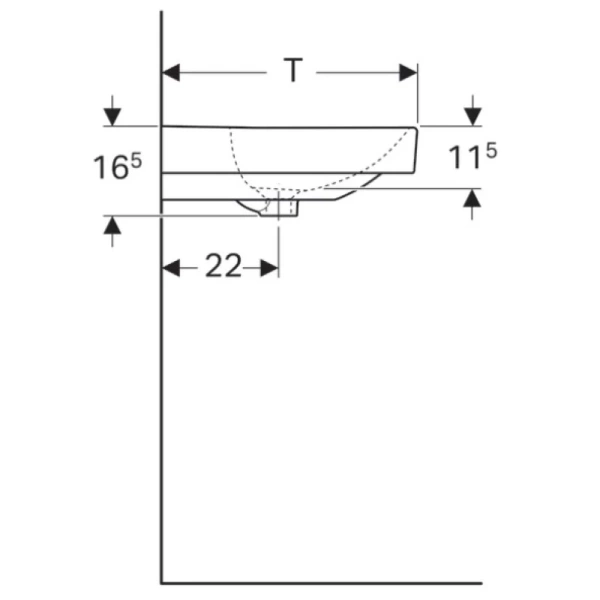 раковина полувстраиваемая geberit smyle square 90 см 500.251.01.1