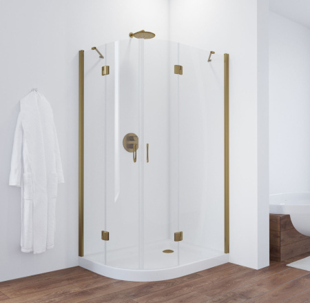 душевой уголок vegas glass afs-f 120*80 05 01 профиль бронза, стекло прозрачное