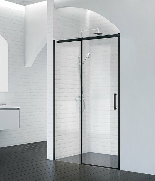 душевая дверь belbagno acqua 120 acqua-bf-1-120-c-nero профиль черный, стекло прозрачное