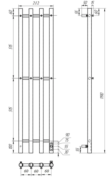 полотенцесушитель point деметра п3 pn12832b электрический, 18x120 см, черный