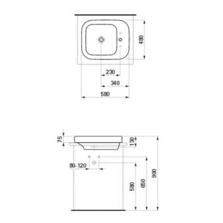 Laufen Laufen Palomba Раковина 58х48см., накладная, 1 отв., цвет: белый