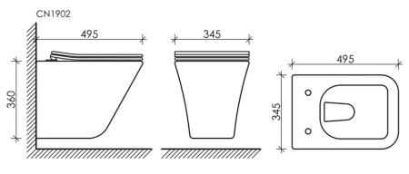 унитаз ceramicanova mono cn1902 подвесной, с сиденьем микролифт, белая