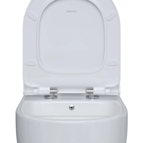 унитаз подвесной berges ego xl 082138 безободковый, с функцией биде, с сиденьем микролифт, белый