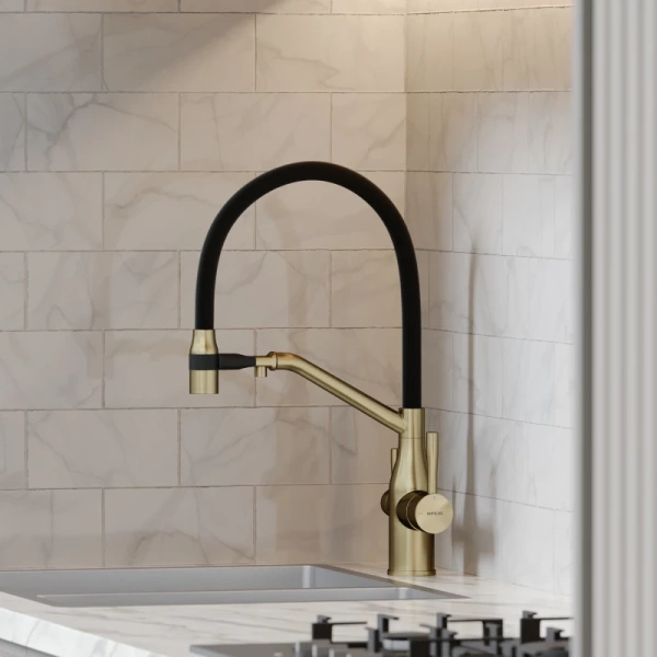 смеситель для кухни sancos orta sc4008bg золото брашированное черный