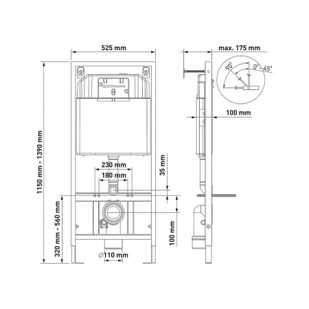 комплект унитаза с инсталляцией berges novum rimless 043246 с сиденьем микролифт и черной клавишей смыва