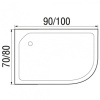 душевой поддон из абс-пластика wemor 90x80 l 10000006055 белый