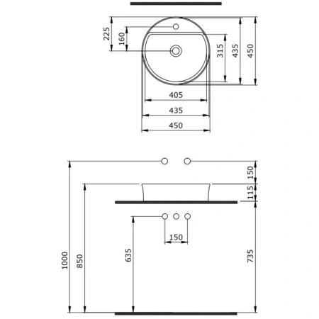 раковина 45x45 см berges ego sl 182015