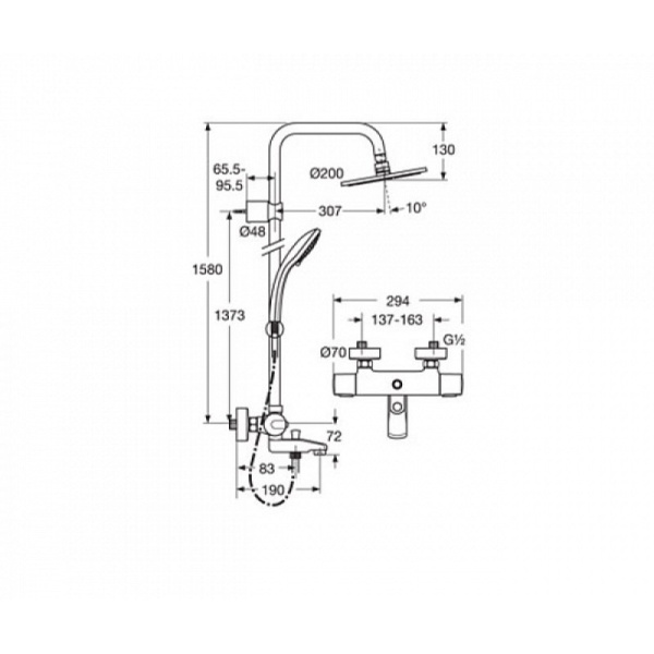 душевая стойка ideal standard idealrain pro a5778aa
