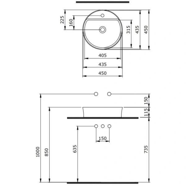 раковина 45x45 см berges ego sl 182015