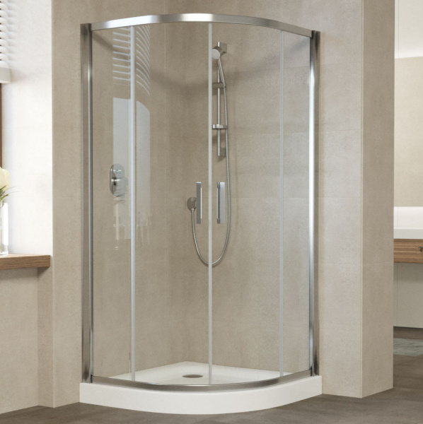 душевой уголок vegas glass zs 120 08 01 профиль глянцевый хром, стекло прозрачное