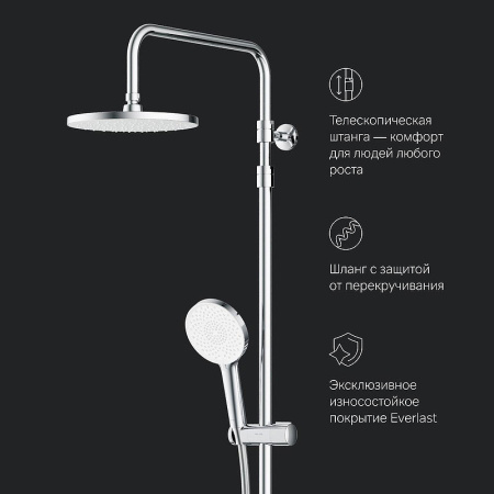 душевая система am.pm x-joy f0785a500 с термостатом, цвет хром