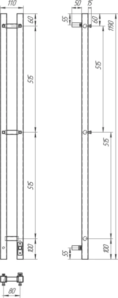 полотенцесушитель point гермес pn13812 электрический, 10x120 см, хром