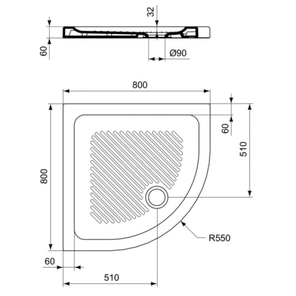 душевой поддон 80×80 см ideal standard t266601 connect