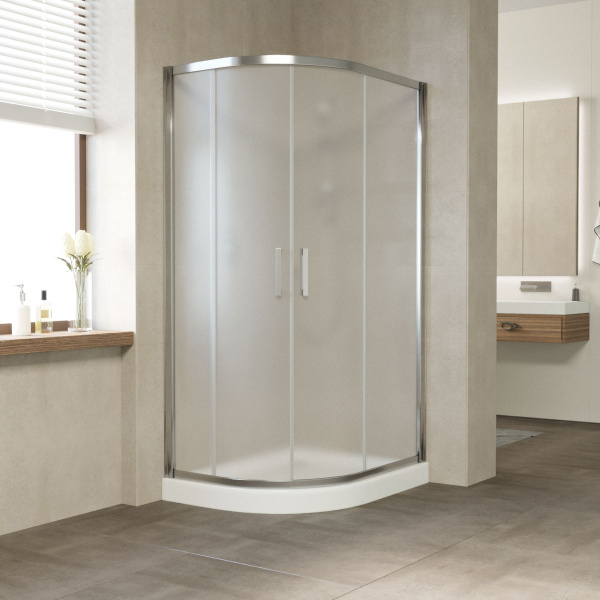 душевой уголок vegas glass zs-f 100*90 08 10 профиль глянцевый хром, стекло сатин